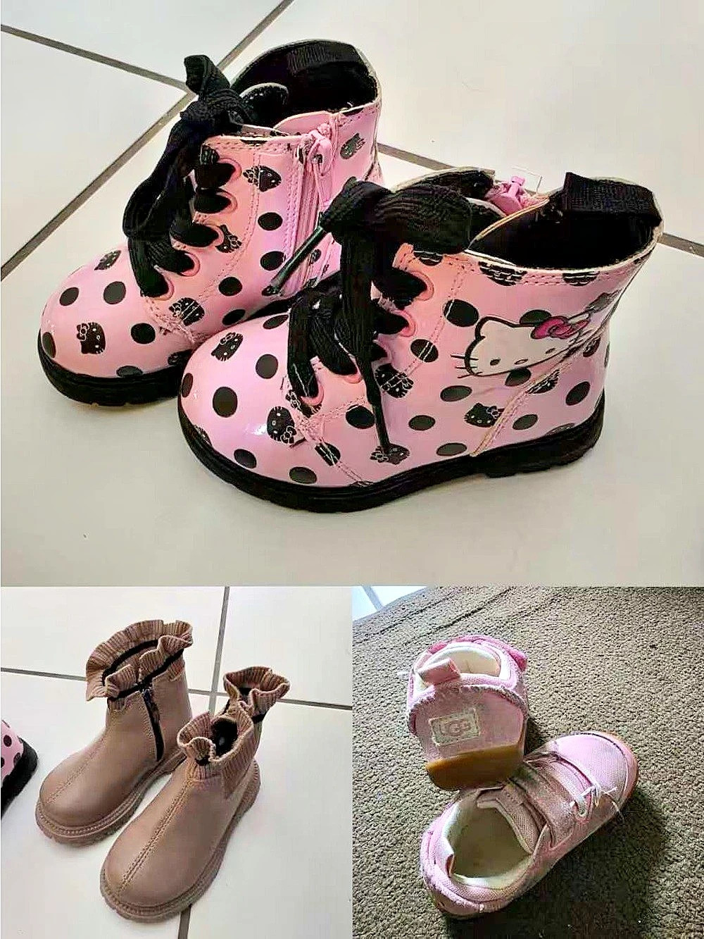 Hello Kitty Pink & Black Polka Dot Boots